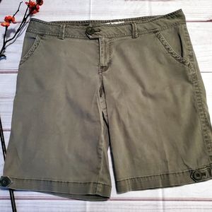 5/25 SO Khaki Green Flat Front long Cargo cotton spandex junior shorts 15
